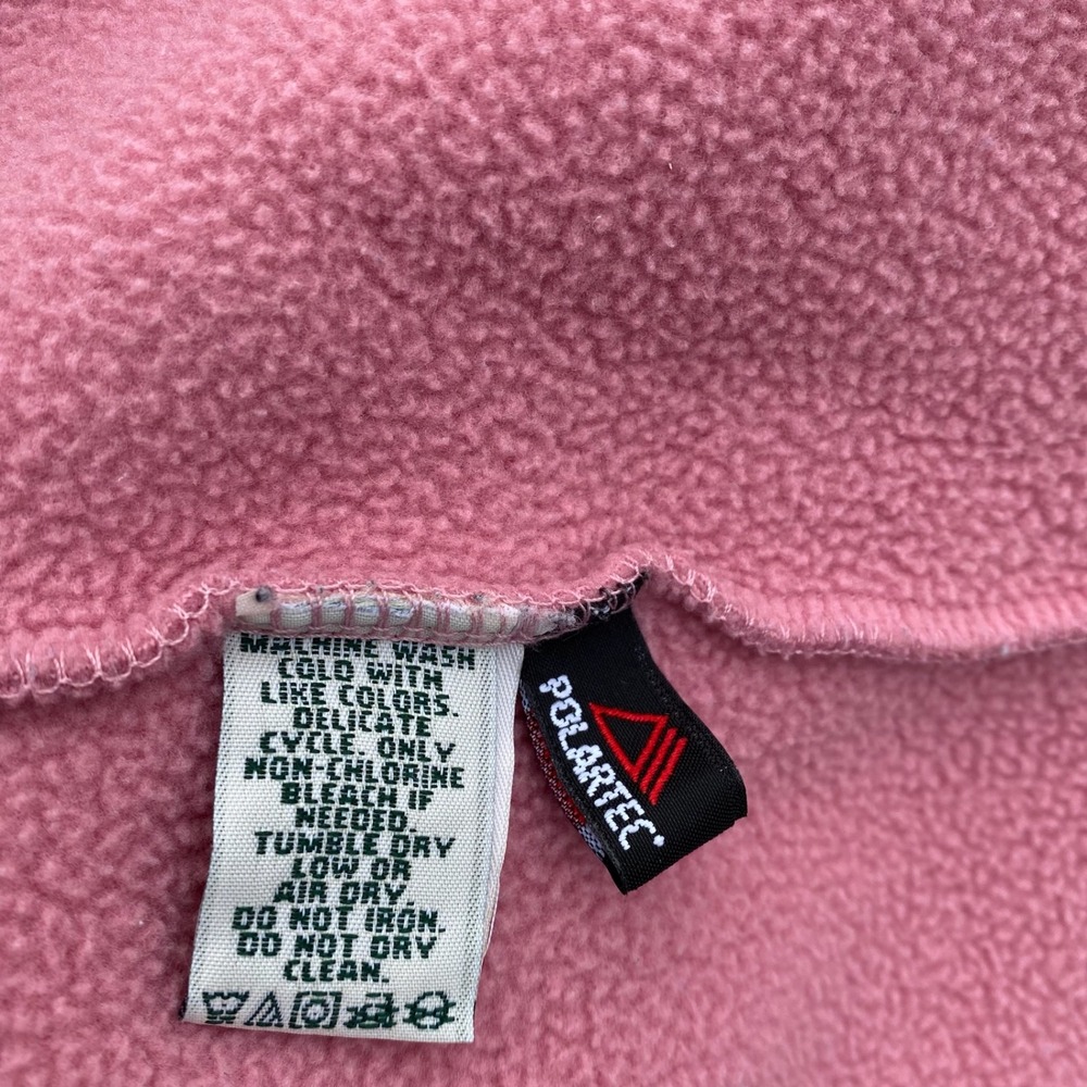 L.L.Bean Pink Fleece V Neck Long Sleeve Pullover Sweater Women's Size M - Picture 3 of 8